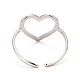 304 Stainless Steel Open Heart Cuff Ring for Women RJEW-C025-22P-2