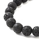 Natural Lava Rock & Mixed Gemstone Round Beaded Stretch Bracelet BJEW-JB09418-4