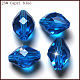 Imitation österreichischen Kristallperlen, Klasse aaa, facettiert, Doppelkegel, Verdeck blau, 6x9.5 mm, Bohrung: 0.7~0.9 mm