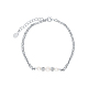 Braccialetti a maglie con perle imitazione argento sterling placcato rodio ZE3556-1