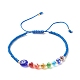 Плоский круглый браслет лэмпворк с плетеными бусинами от сглаза BJEW-JB07234-05-1