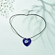 Heart with Evil Eye Lampwork Pendant Necklace with Leather Cord for Women NJEW-JN03924-01-2
