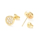 Clear Cubic Zirconia Flat Round Stud Earrings EJEW-P196-06G-2