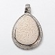 Platinum Plated Alloy Synthetic Lava Rock Big teardrop G-O024-06H-1