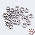 925 anillas divididas de plata de ley con baño de rodio, anillos del salto doble bucle, anillos redondos, Platino, 8x1.5mm, diámetro interior: 7 mm