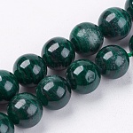 Natural Malachite Gemstone Beads Strands, Round, Green, 9~10mm, Hole: 1mm, 19pcs/strand, 8 inch