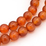 Perles en pierres gemme, cornaline naturelle, teinte, ronde, 6mm, Trou: 0.8mm, 15~16 pouce