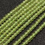 Perline peridoto naturale fili, sfaccettato, tondo, 2mm, Foro: 0.5 mm, circa 178pcs/filo, 15.3 pollice (39 cm)