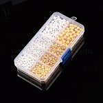 Perles texturées en laiton et perles de fer, ronde, couleur mixte, 4~6mm, Trou: 1mm, environ 990 pcs / boîte