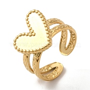 Ионное покрытие (ip) 304 кольцо из нержавеющей стали с открытым сердцем для женщин RJEW-H136-02G