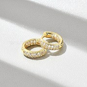 Латунные серьги-кольца из прозрачного кубического циркония EJEW-D311-101G