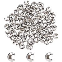 100pcs Half Round Open Crimp Beads 304 Stainless Steel Crimp Beads Covers  Beads End Tip Metal Material 5mm Diameter Crimp Beads for Women Bracelet  Necklace Jewelry DIY Craft Making 