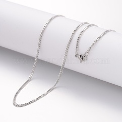 Collares de acero inoxidable 304 que no se deslustran, cadenas del encintado, con broches de langosta, color acero inoxidable, 23.6 pulgada (60 cm), 2mm