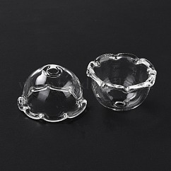 Cône de perles de verre pour la fabrication de carillons éoliens, multi-pétale, fleur, clair, 21~24.5x13mm, Trou: 2mm