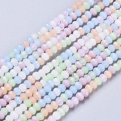 Opache perle di vetro fili, sfaccettato, rondelle, colore misto, 3x2.5mm, Foro: 0.5 mm, circa 185pcs/filo, 16.54 pollice (42 cm)