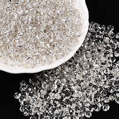 6/0 vernice da forno trasparente perline di vetro con frange, argento rivestito, lacrima, chiaro, 4~5x4~4.5x3~4mm, Foro: 1~1.2 mm, circa 4500pcs/libbra
