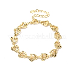 Bracciale a catena a maglie di cuore con zirconi cubici trasparenti&nbsp;BJEW-A132-09G