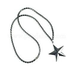 Colliers vintage à pendentif colonne en hématite synthétique non magnétique&nbsp;IV0667-3