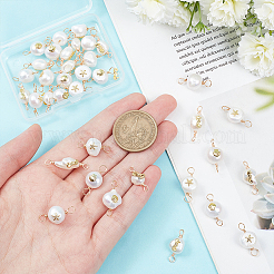 36 Stück 3 Stile Grade AA natürliche Süßwasserzuchtperlen Verbinder Charms mit goldfarbenen Legierungsscheiben&nbsp;FIND-BC0004-55