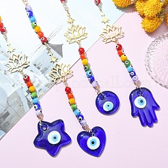 Décorations de pendentif en perles de lampe mauvais œil&nbsp;HJEW-JM01127