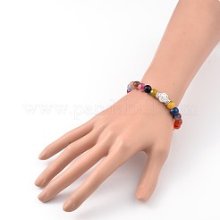Agate naturelle bracelets de perles à facettes extensibles&nbsp;BJEW-JB01991