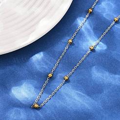 Collane a catena con perline rotonde da 3 mm in acciaio inossidabile 304 per donna&nbsp;NJEW-G177-03A-GP