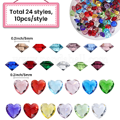240 Stück 24 Farben Glas Strass Cabochons&nbsp;GLAA-SC0003-23