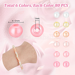 480 Stück 6 Farben Einbrennlack-Perlglanz-Glasperlen&nbsp;HY-GA0001-02A
