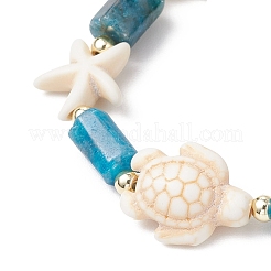 4 pulsera elástica de cuentas de turquesa sintética&nbsp;BJEW-JB11995