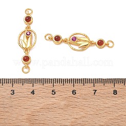 Messing Pavé Zirkonia Blumen Glieder Verbinder Charms&nbsp;KK-D113-04G-01