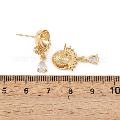 Messing Micro Pave klare Zirkonia Tropfen Ohrstecker&nbsp;KK-H524-07G