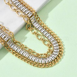 Doppellagige Kettenarmbänder aus Edelstahl 304 und Glas für Damen&nbsp;BJEW-F540-10G-03