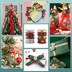 8 Rolle 8 Stile Weihnachts bedrucktes Polyester-Satinband&nbsp;SRIB-PH0001-47
