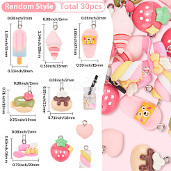 30 pièces 2 styles pendentifs en résine opaque sur le thème de l'océan&nbsp;RESI-SC0036-48