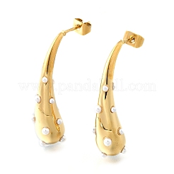 Orecchini a bottone in acciaio inossidabile 304 a goccia&nbsp;EJEW-D315-07G
