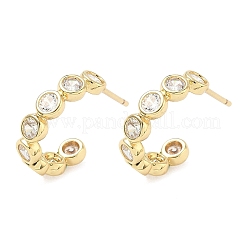 Messing Micro Pave klare Zirkonia Ohrstecker&nbsp;X-EJEW-G452-07G