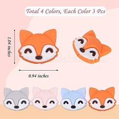 12 Stück 4 Farben Cartoon Fuchs Silikon Fokalperlen&nbsp;JX704A