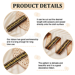 Rubans de feuilles jacquard en polyester de style ethnique&nbsp;SRIB-WH0011-198