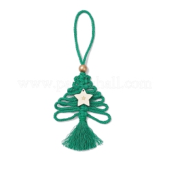 3 ciondolo decorativo in cotone a forma di albero di Natale&nbsp;HJEW-JM03830