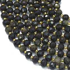 Naturale lucentezza dorata perle di ossidiana fili&nbsp;G-K389-E55-01