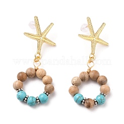 Boucles d'oreilles pendantes en alliage sur le thème de l'océan&nbsp;EJEW-JE04376