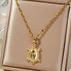 Colliers à chaîne avec pendentif tortue brillant en laiton et zircone cubique transparent pour femmes&nbsp;NW3403-1