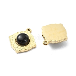Natürlicher schwarzer Onyx (gefärbt und erhitzt) Rhombus-Anhänger&nbsp;STAS-L022-339G-01