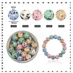 Wewaysmile 50 Stück 5 Stile 15 mm Silikon-Rundperlen-Bastelset&nbsp;JX486A