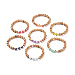 7 stücke 7 stil natürliche holz & gemischte edelstein runde perlen stretch-armbänder set&nbsp;BJEW-JB08813