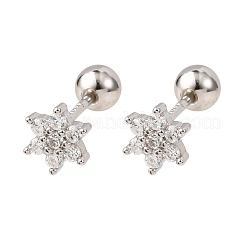 Weihnachten 925 Sterling Silber Schneeflocke Ohrstecker&nbsp;EJEW-F397-04P