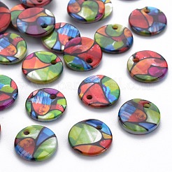 Bedruckte Süßwasser-Muschel-Charms&nbsp;SHEL-S276-150