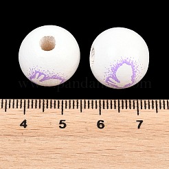 Perles européennes en bois imprimées&nbsp;WOOD-G029-03A