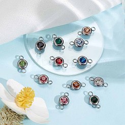 24 Stück 12 Farben 304 Edelstahl Strass-Anschluss-Charms&nbsp;STAS-SC0004-34