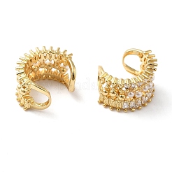 Orecchini a polsino in zircone chiaro con micro pavè di ottone&nbsp;EJEW-B057-02G